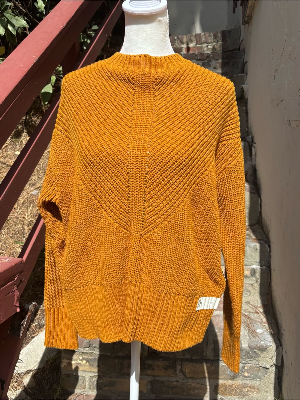 a.n.a Mustard Chunky Crewneck Sweater